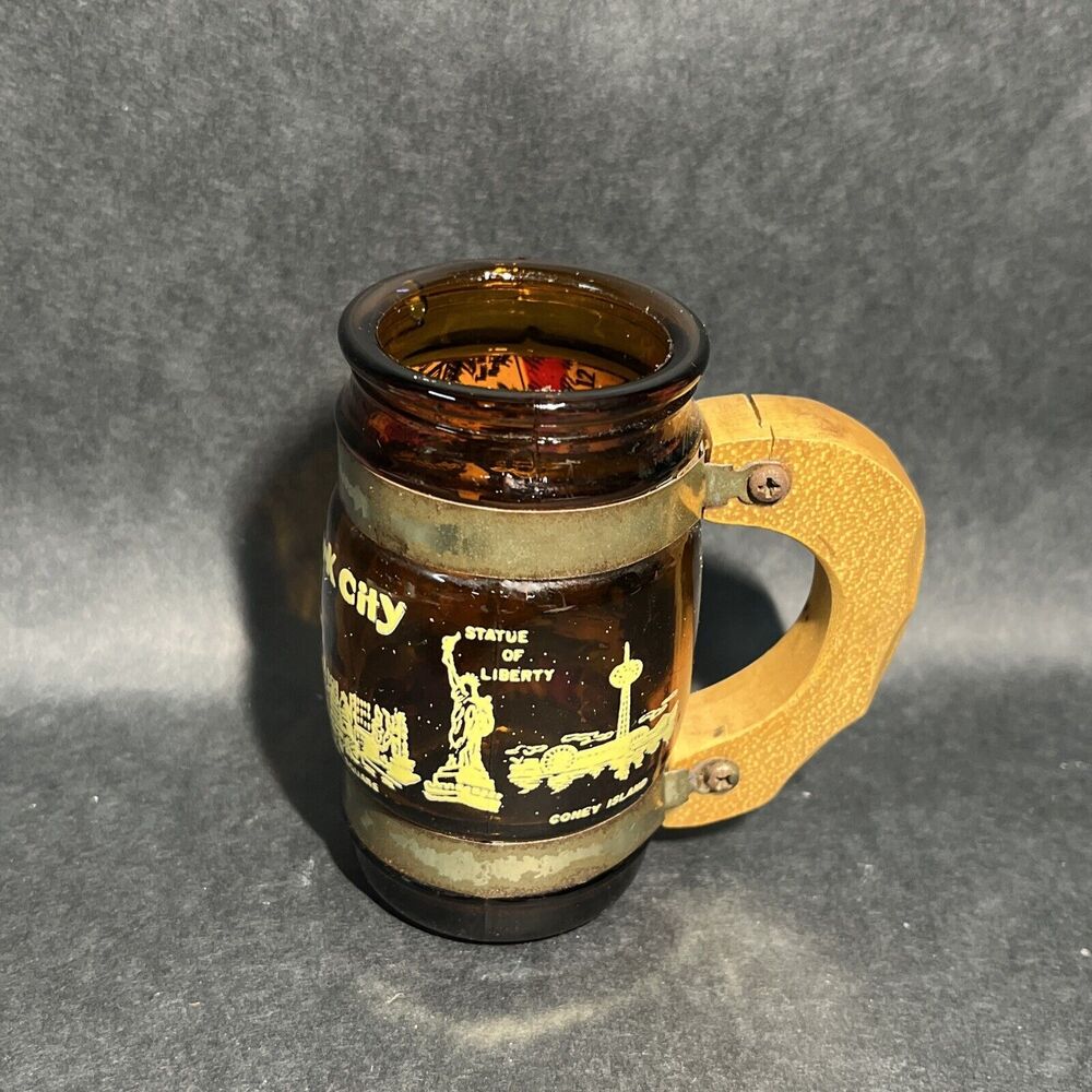 Vintage‎ Rare Brown Glass 1970s New York City Shot Glass Rusty